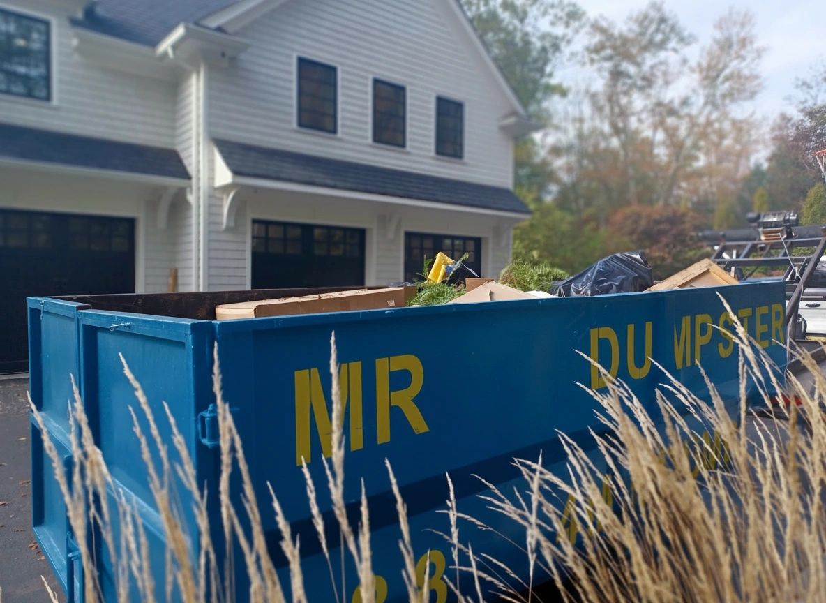 20 Yard Dump Trailer Rental | Mr. Dumpster | Bergen & Passaic County NJ 20 yard dump trailer rental Bergen County NJ — Mr. Dumpster blue roll-off container for whole-home cleanouts and construction projects in Passaic County New Jersey