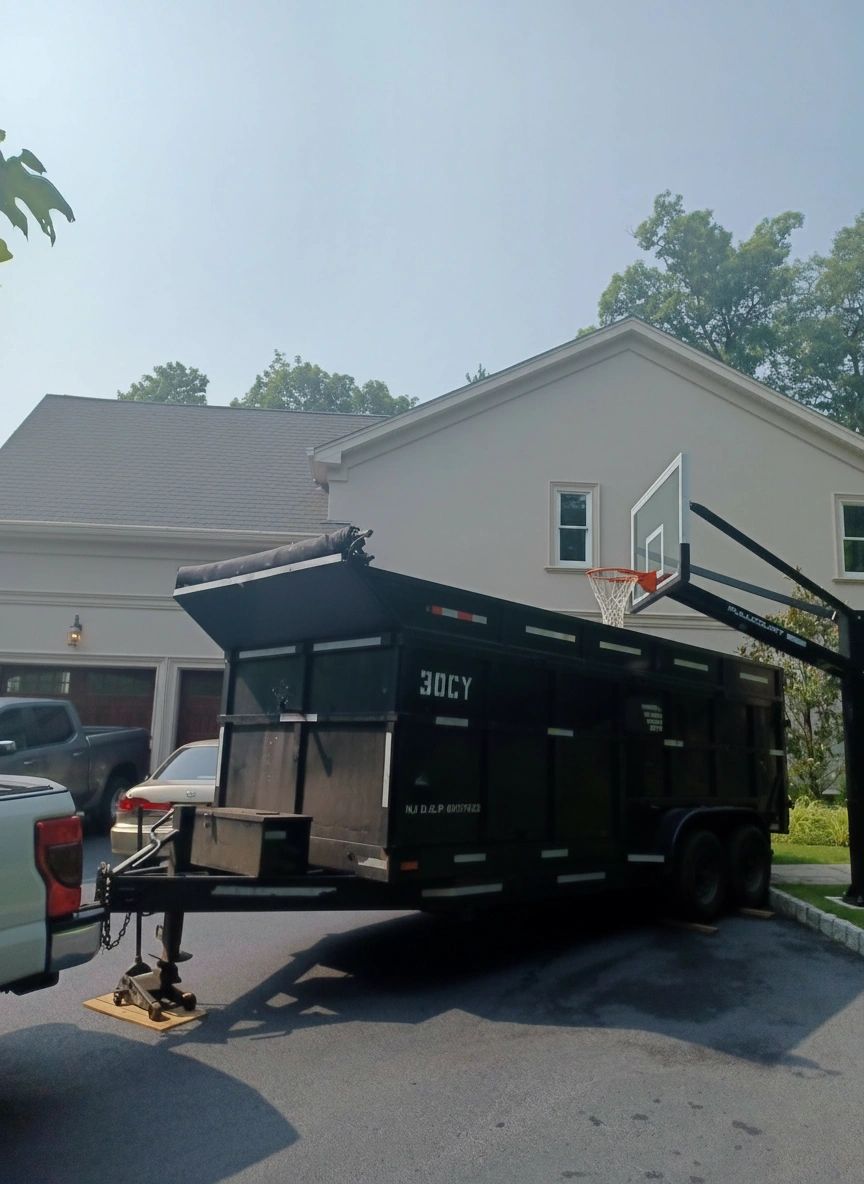 30 Yard Dump Trailer Rental | Mr. Dumpster | Bergen & Passaic County NJ 30 yard dump trailer rental Bergen County NJ — Mr. Dumpster large driveway-safe dump trailer for major construction and commercial jobs in Passaic County New Jersey